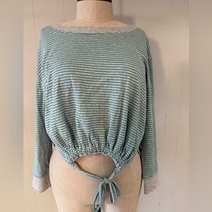 Striped Long Sleeve Top with Tie Back